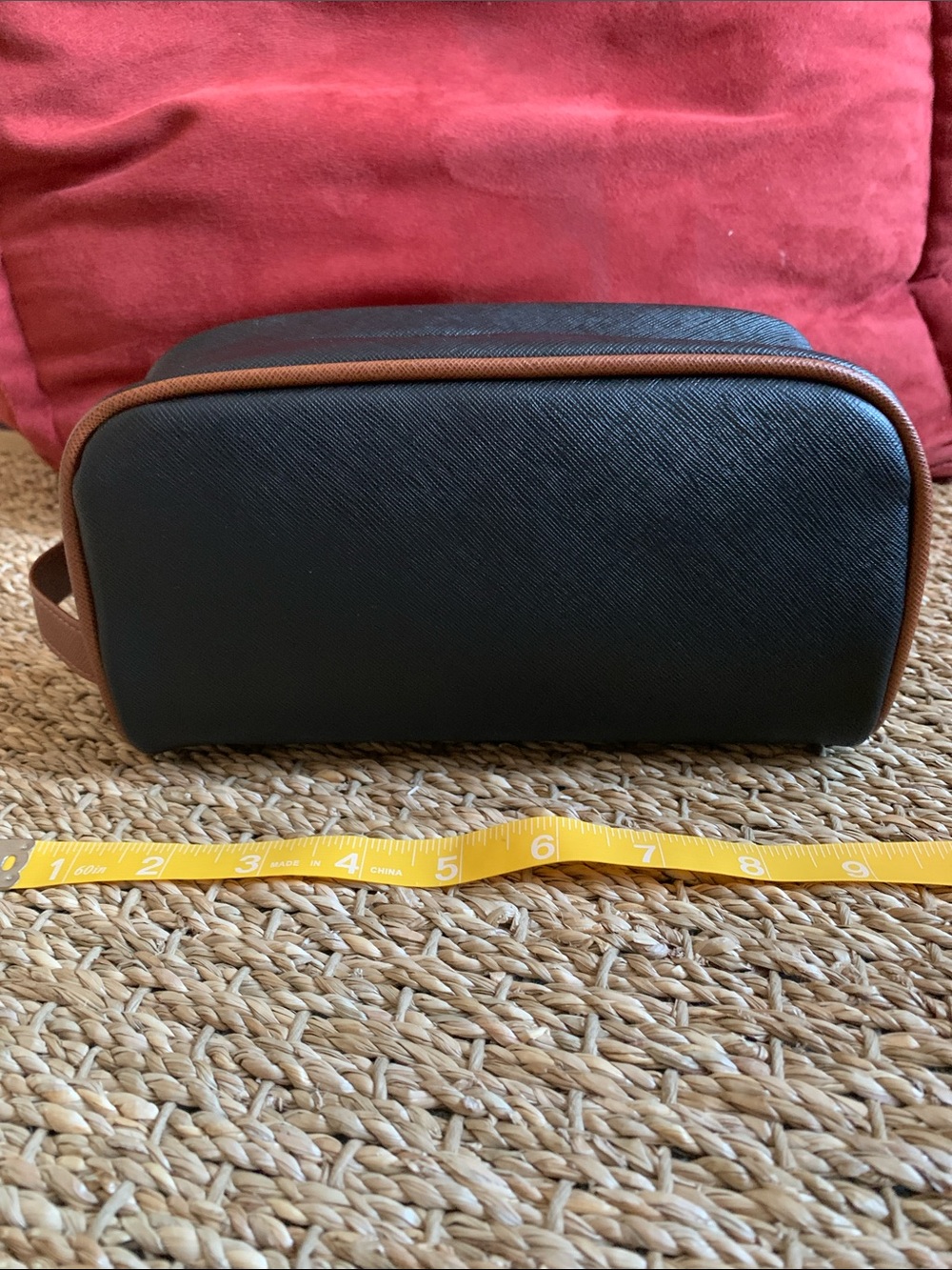 Lanvin Black with Brown Trim Leather Toiletry Pouch